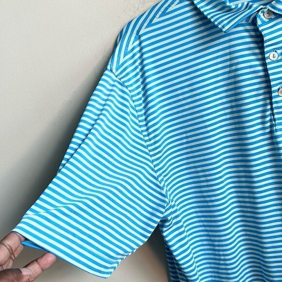 Peter Millar 2 Tone Men’s Striped Golf Polo L - Picture 2 of 6